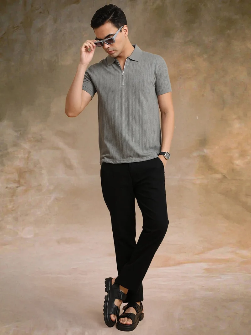 Maniac  Maniac Mens textured knit full sleeve slim fit biscuit cotton round neck t-shirt for Men | Best Price UAE