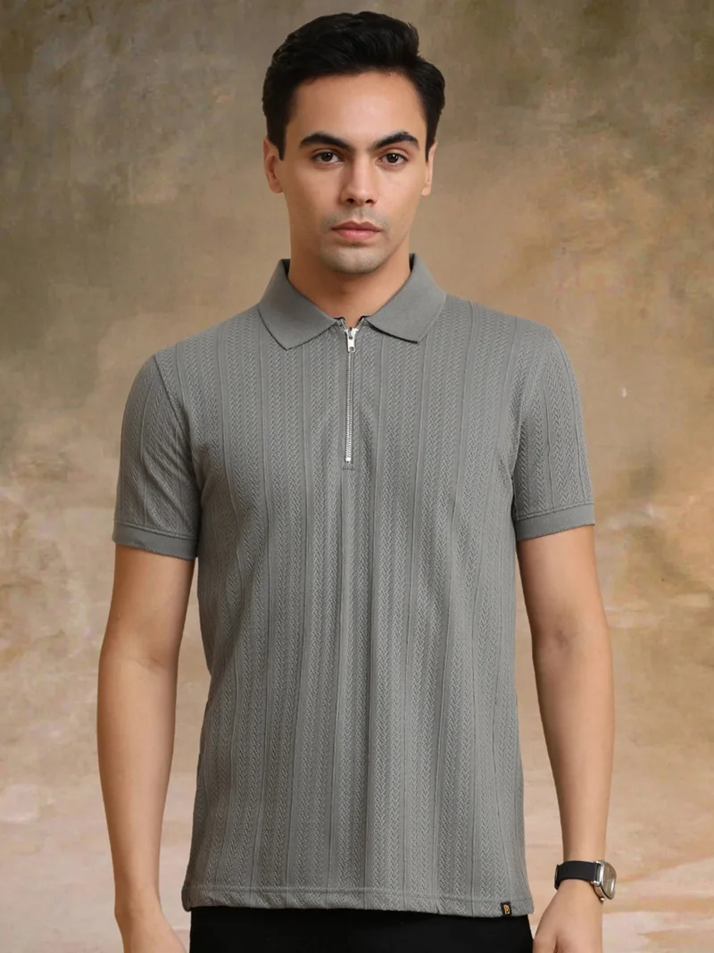 Maniac  Maniac Mens textured knit full sleeve slim fit biscuit cotton round neck t-shirt for Men | Best Price UAE