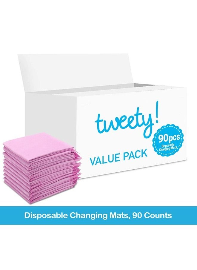 Tweety Disposable Changing Mats, 90 Counts, Soft Waterproof Mat, Portable Leak Proof Changing Mat, New Mom Leak-Proof Under pad, Mattress Table Protector Pad  - Image 2