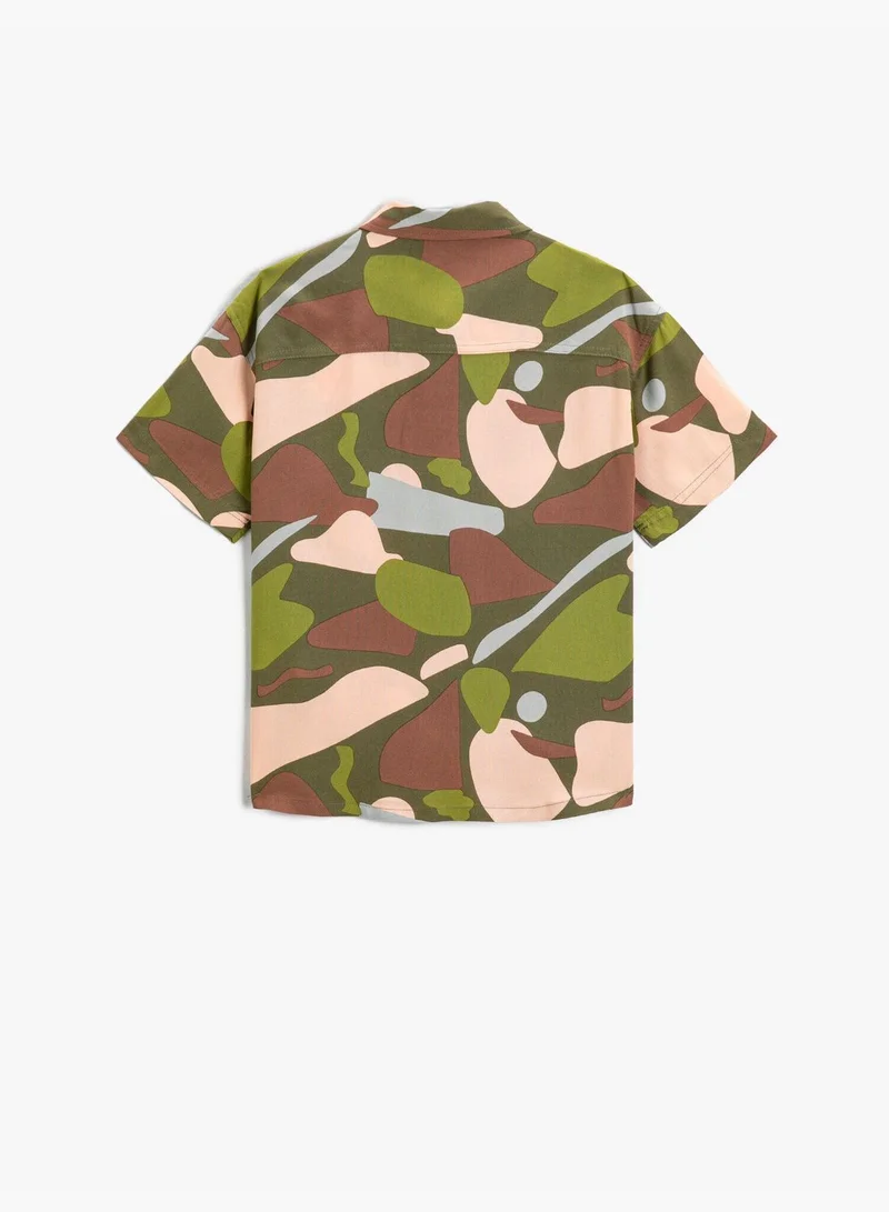 كوتون Patterned Shirt Single Pocket Buttoned