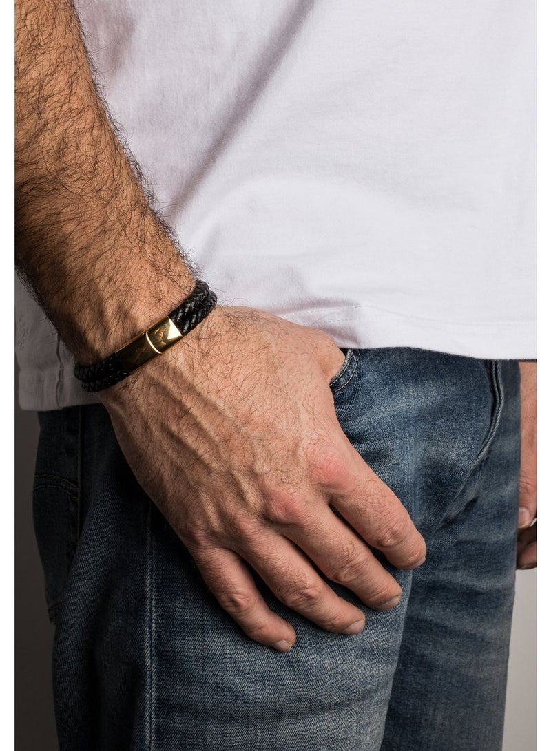 osir Elegant Men’s Genuine Leather Bracelet - Image 2