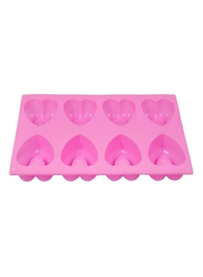 SIMPARTE Heart Shape Muffin Pan Silicone Mold | Long-Lasting & Flexible | for Making Chocolate, Dessert, Pastry, Brownie, Muffins, Jelly, Pudding and Many More (Pack of 1 - Pink Color) - Image 2