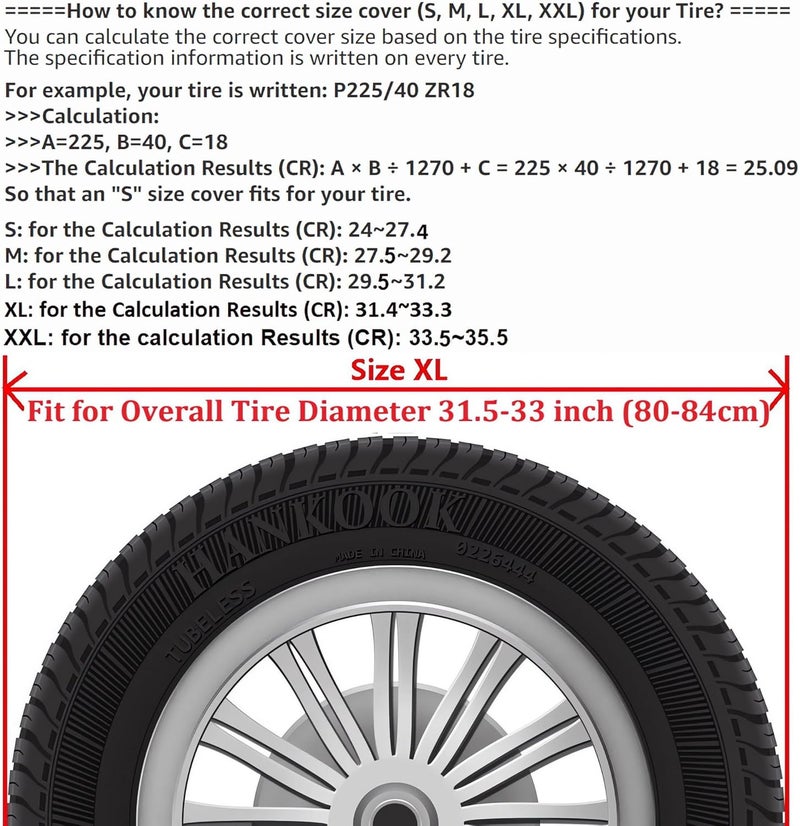 Aolowewin غطاء لإطار السيارة الاحتياطي بفتحة للكاميرا، متوفر بمقاسات L-XL-XXL، يناسب سيارات Ford Bronco وJeep Wrangler JL المزودة بكاميرا احتياطية، بالإضافة إلى طرازات Sport وSahara Rubicon (2018-2026) (المقاسات XL: 245/75R17، 255/75R17، 255/70R18). - Image 2