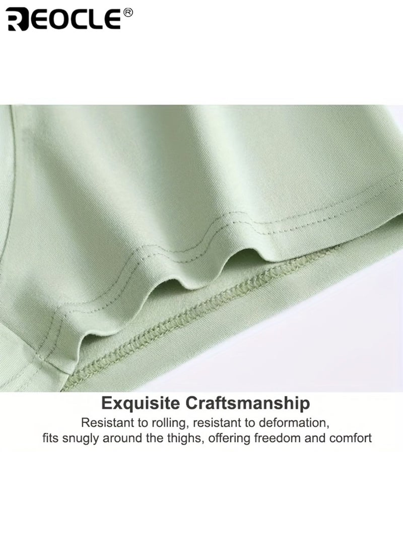 REOCLE 3pcs Men's Soft Boxer Briefs Breathable Underwear High Stretch Sweat-Resistant Solid Color Assortment Cotton Material Casual Wear - Image 3