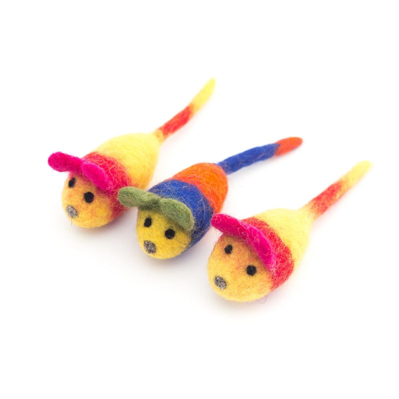 Glaciart One Wool Felt Mouse Cat Toys with Catnip 3 Pack 100 Handmade EcoFriendly Durable Natural Safe for Indoor Cats Minimalist Design - Image 2