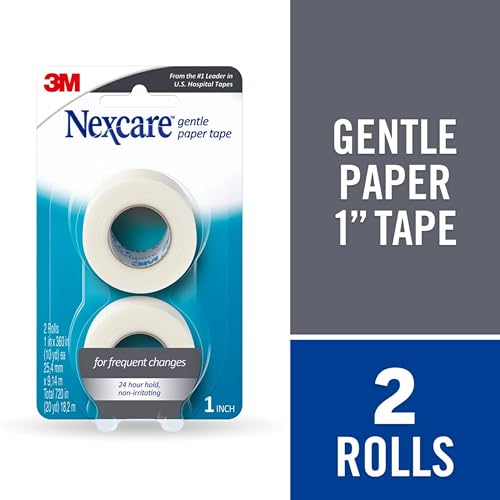 Nexcare Gentle Paper Medical Tape, 1 Inch x 10 Yards (2 Rolls) – Hypoallergenic First Aid Surgical Tape for Sensitive Skin, Latex-Free - Image 2