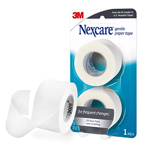 Nexcare Gentle Paper Medical Tape, 1 Inch x 10 Yards (2 Rolls) – Hypoallergenic First Aid Surgical Tape for Sensitive Skin, Latex-Free - Image 1