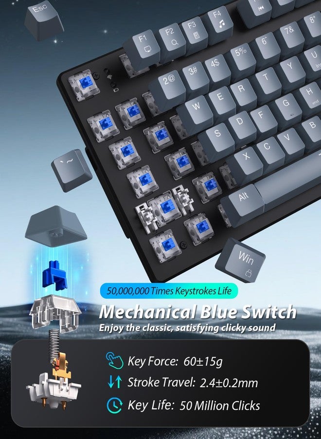 Taiahiro Mechanical Gaming Keyboard and Mouse, LED Backlit 98-Key Floating Keycap & 4 DPI RGB Gaming Mouse with Mouse Pad, Full Anti-Ghost Light Up Wired Computer Keyboards for MAC PC Gamer Accessories, Gray - Image 5