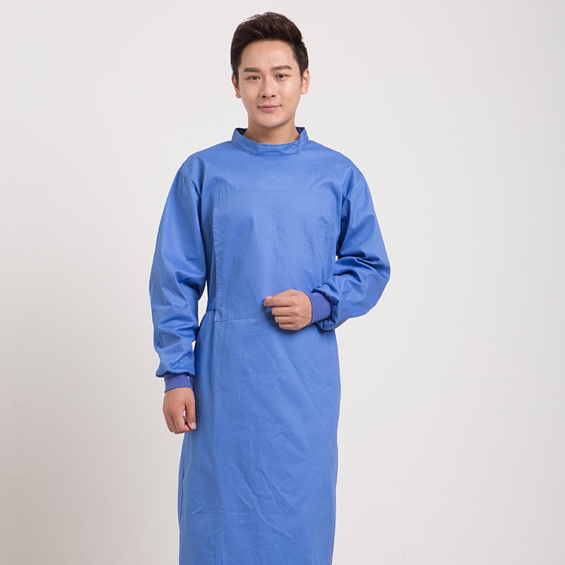 Surgical Clothes Pure Cotton Dark Green Surgical Coat Cotton Doctor'S Surgical Clothes Isolation Clothes Long Sleeve Surgical Men'S And Women'S Reverse Wear - Image 1