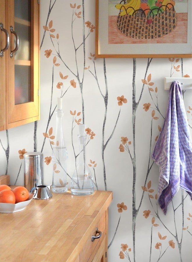Timeet Peel and Stick Wallpaper Boho Floral Wallpaper Tree Contact Paper Removable Wallpaper 16.14"x118.11" Self Adhesive Wallpaper for Walls Covering Vinyl Roll - Image 2