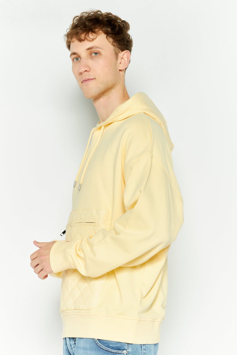 ESPRIT Men Hooded Textured Long Sleeve Sweatshirt, Yellow - Image 3