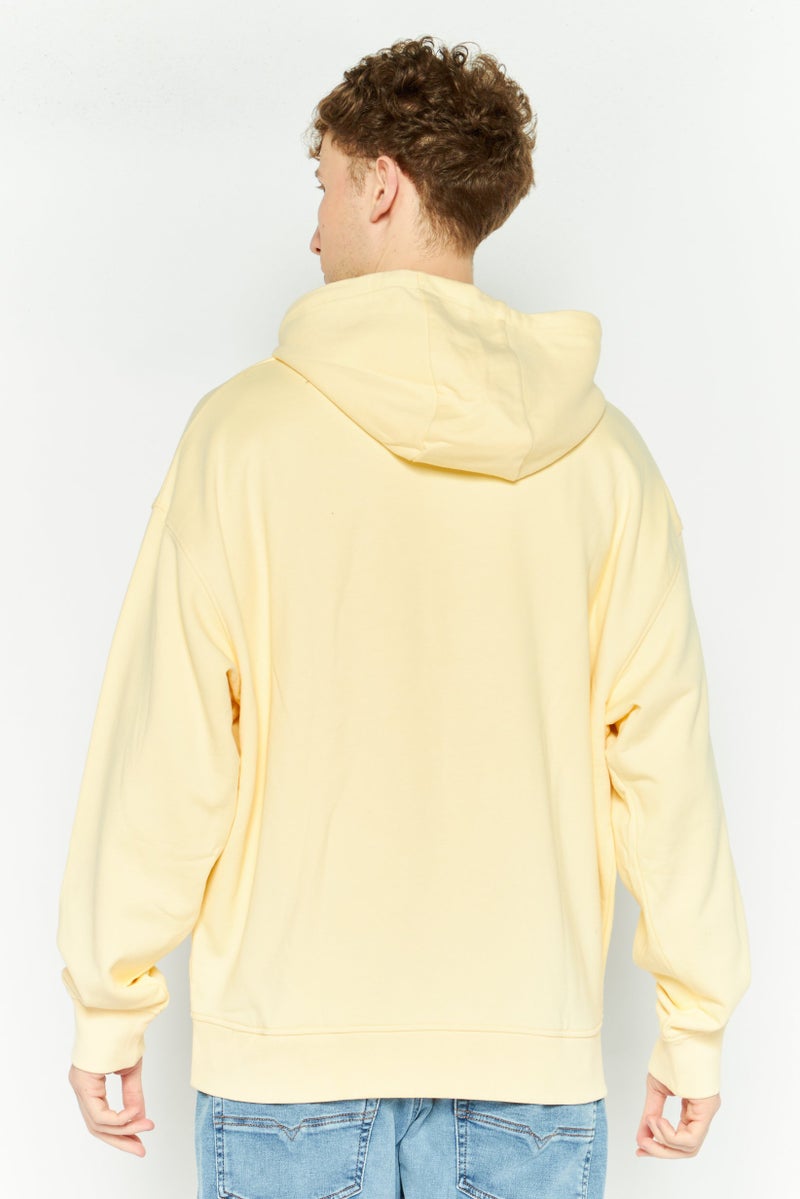 ESPRIT Men Hooded Textured Long Sleeve Sweatshirt, Yellow - Image 4