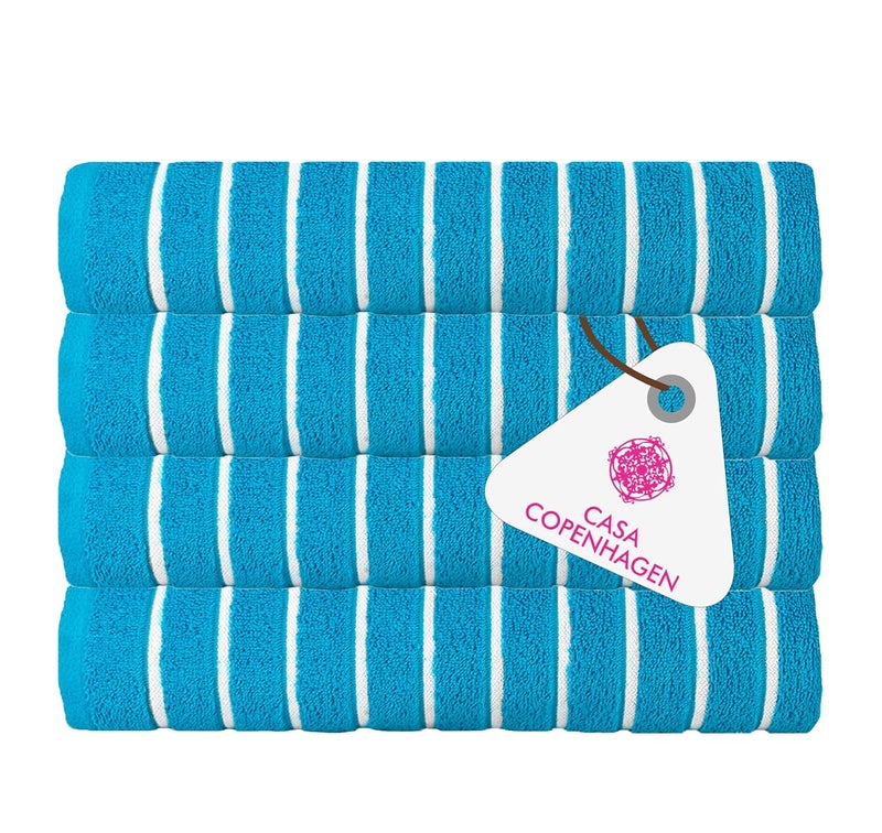 CASA COPENHAGEN Casa Copenhagen Egyptian Cotton Estatic 4 Pcs Face Towel 30 X 30cm Colour Teal Blue  - Image 1