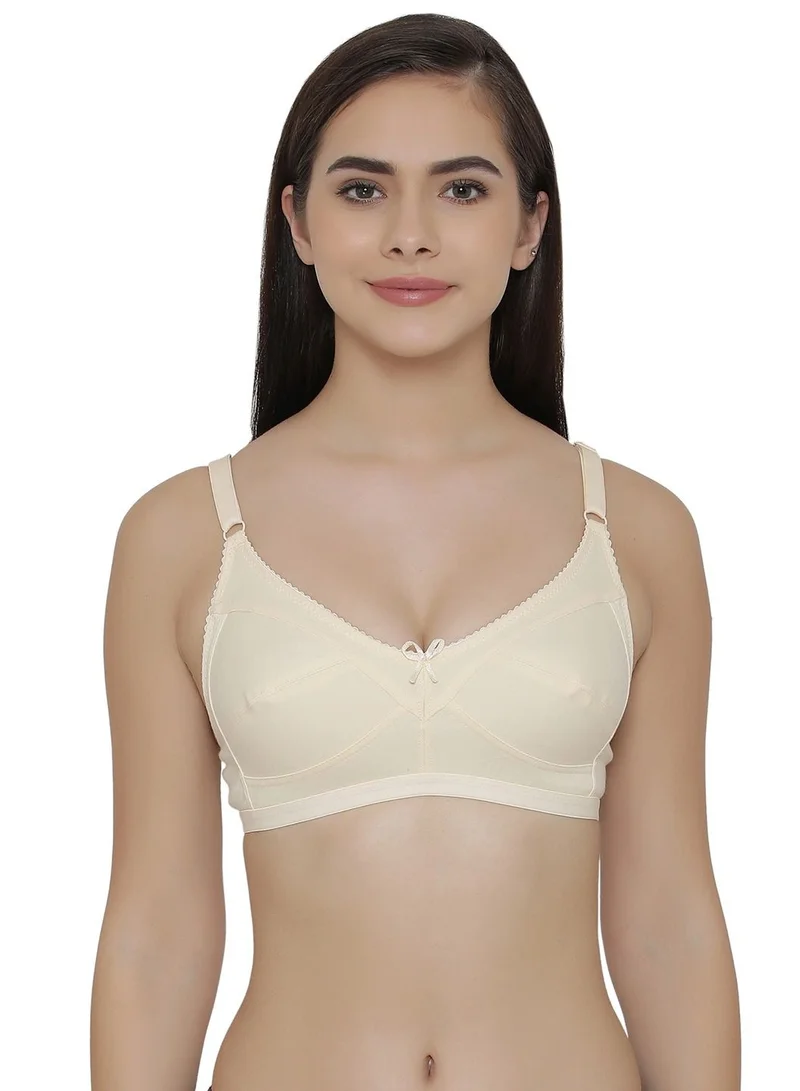 كلوفيا Clovia Non-Padded Full Support Bra In Skin - Cotton Rich