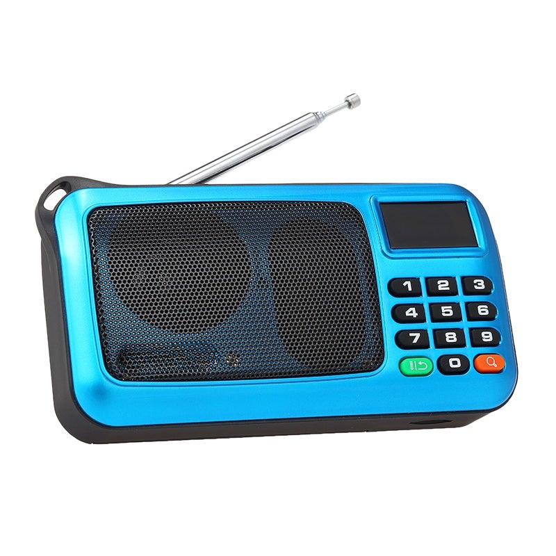 Portable Digital FM Radio: Blue 3W HiFi Stereo Receiver - W/ LED Display Flashlight TF Card Play USB Wired Speaker for Home Outdoor Travel Night Use - Image 1