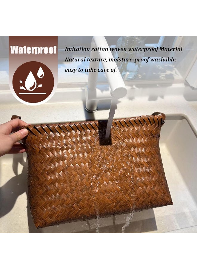 Kawkab 2-piece set of extra-large bamboo storage baskets, dimensions: 38 cm × 26 cm × 24 cm Woven cube storage box with handles, square storage basket, suitable for blankets, clothes, toys, laundry baskets, and wardrobes. - Image 4