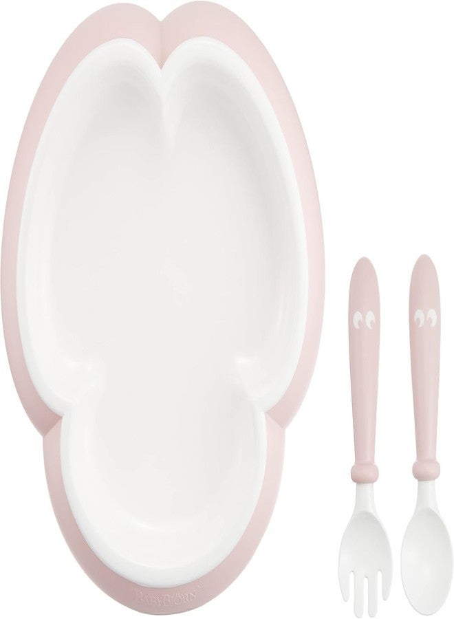 Ess Cubes Enterprise Tableware Baby Feeding Plate with Spoon & Fork Set for BPA Free Elevate Mealtime Essentials 100% Silicon Food Grade PP for Kid and Toddlers Non Toxic Utensil Set (1, Light Pink Pack of 1) - Image 4