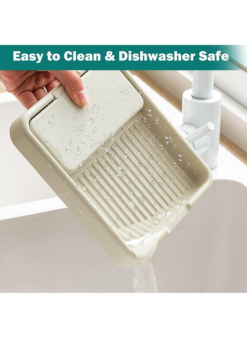 ميكسد مسند ملعقة للموقد، حامل غطاء وعاء مع حصيرة بالتنقيط، حامل أواني مقاومة للحرارة لطاولة المطبخ، ملعقة طبخ خالية من البيسفينول A/مجرفة/ملقط/شوكة/منظم حامل أواني (عبوتان، أبيض) - Image 5