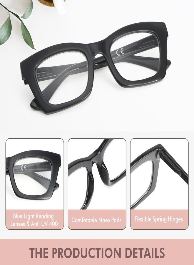 REAVEE Oprah Style Reading Glasses for Women Blue Light Blocking Computer Fashion Readers with Spring Hinge and Glasses pouch （Black/Pink/Tortoise +2.75） - Image 3