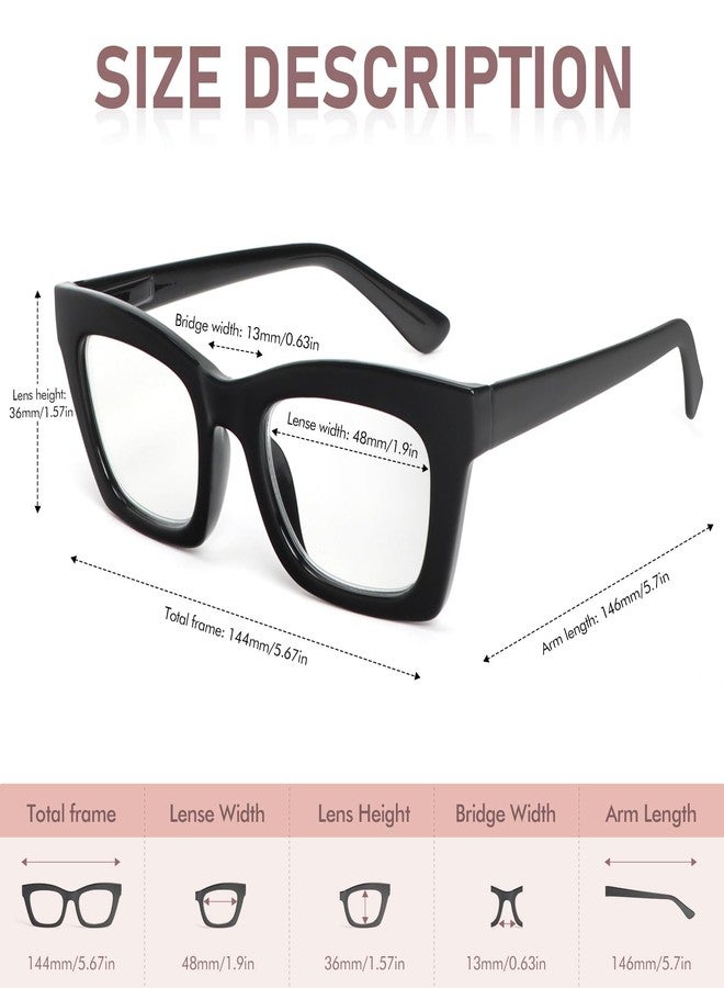 REAVEE Oprah Style Reading Glasses for Women Blue Light Blocking Computer Fashion Readers with Spring Hinge and Glasses pouch （Black/Pink/Tortoise +2.75） - Image 2