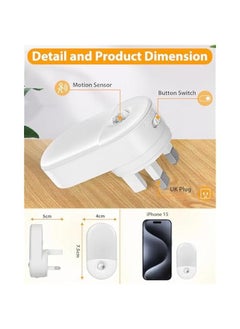 Beauenty Night Light, 2 Pack Night Light Plug in with Motion Sensor, Brightness Adjustable 30LM and 60LM, Warm White 3000K, 0.6W Night Lamp for Bedroom, Children's Room, Bathroom, Stair  - Image 3