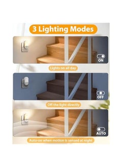 Beauenty Night Light, 2 Pack Night Light Plug in with Motion Sensor, Brightness Adjustable 30LM and 60LM, Warm White 3000K, 0.6W Night Lamp for Bedroom, Children's Room, Bathroom, Stair  - Image 4