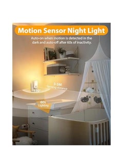 Beauenty Night Light, 2 Pack Night Light Plug in with Motion Sensor, Brightness Adjustable 30LM and 60LM, Warm White 3000K, 0.6W Night Lamp for Bedroom, Children's Room, Bathroom, Stair  - Image 5