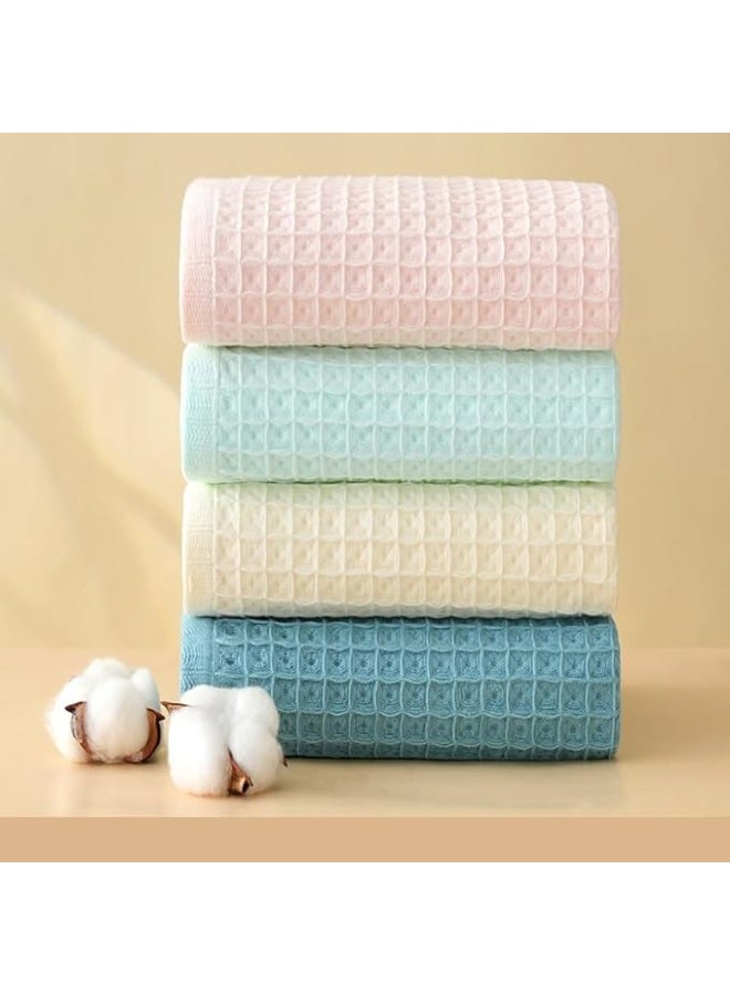 Soft Bath Towel Set 1 Size 100% Cotton Waffle WeaveTowels Light Green 70  140cm  - Image 4