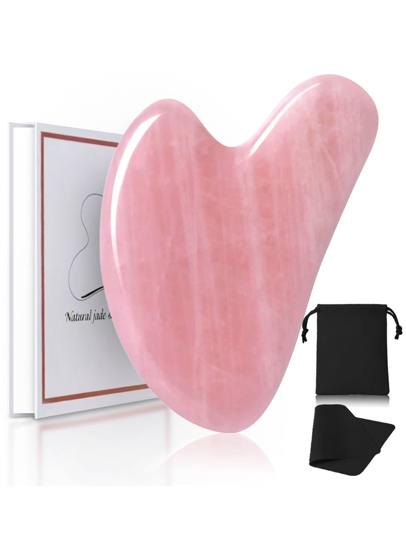 Jade Jade Stone Gua Sha Facial Tools, 100% Natural Rose Quartz Gua Sha Stone, Guasha Tool Face for Jawline Sculpting and Puffiness Reducing, Gua Sha Massage Tool, Skin Care Gift  with beautiful box pack  - Image 1