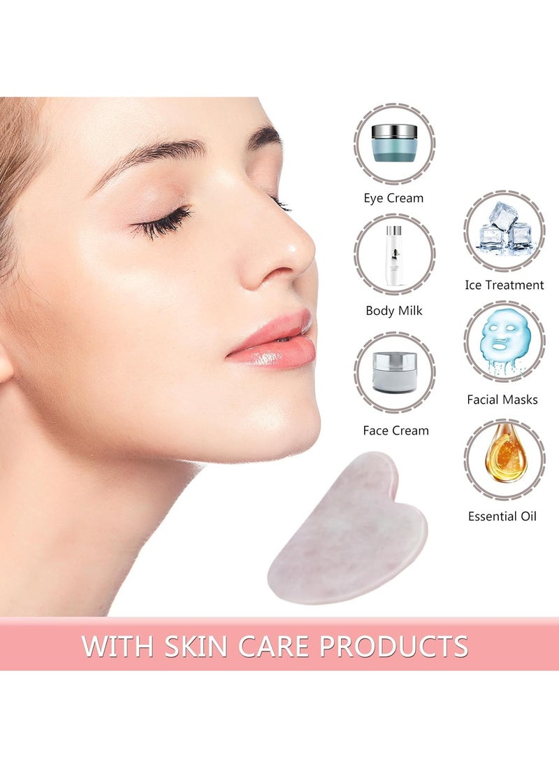 Jade Jade Stone Gua Sha Facial Tools, 100% Natural Rose Quartz Gua Sha Stone, Guasha Tool Face for Jawline Sculpting and Puffiness Reducing, Gua Sha Massage Tool, Skin Care Gift  with beautiful box pack  - Image 5