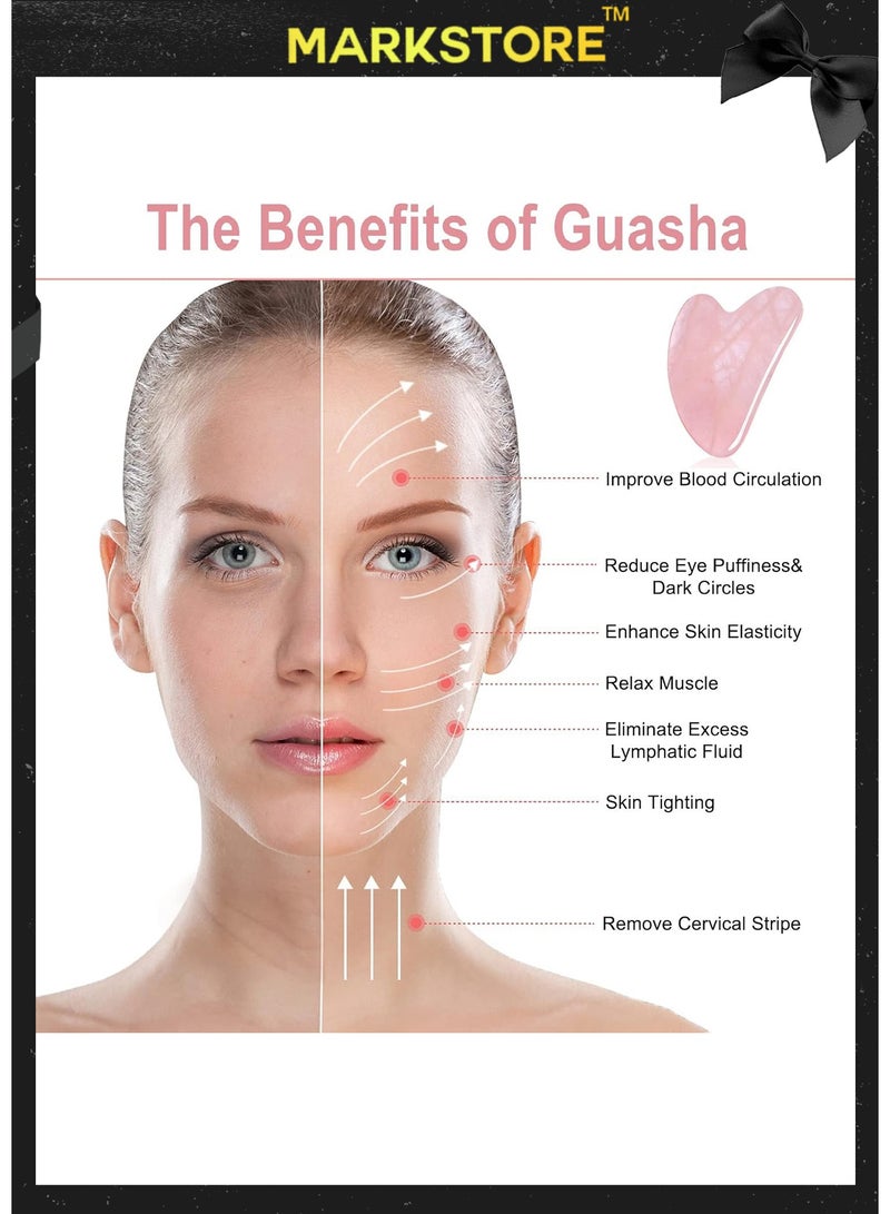 MARK STORE Jade Stone Gua Sha Facial Tools, 100% Natural Rose Quartz Gua Sha Stone, Guasha Tool Face for Jawline Sculpting and Puffiness Reducing, Gua Sha Massage Tool, Skin Care Gift  with beautiful box pack  - Image 3