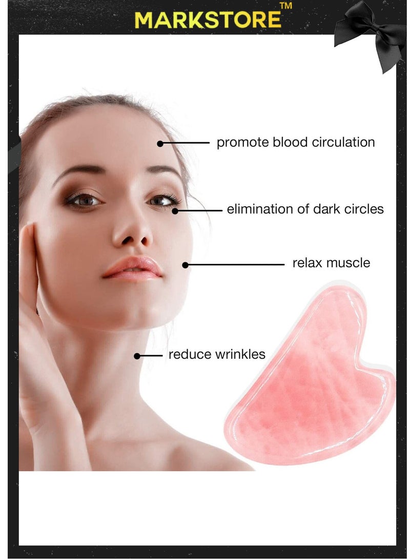 MARK STORE Jade Stone Gua Sha Facial Tools, 100% Natural Rose Quartz Gua Sha Stone, Guasha Tool Face for Jawline Sculpting and Puffiness Reducing, Gua Sha Massage Tool, Skin Care Gift  with beautiful box pack  - Image 4