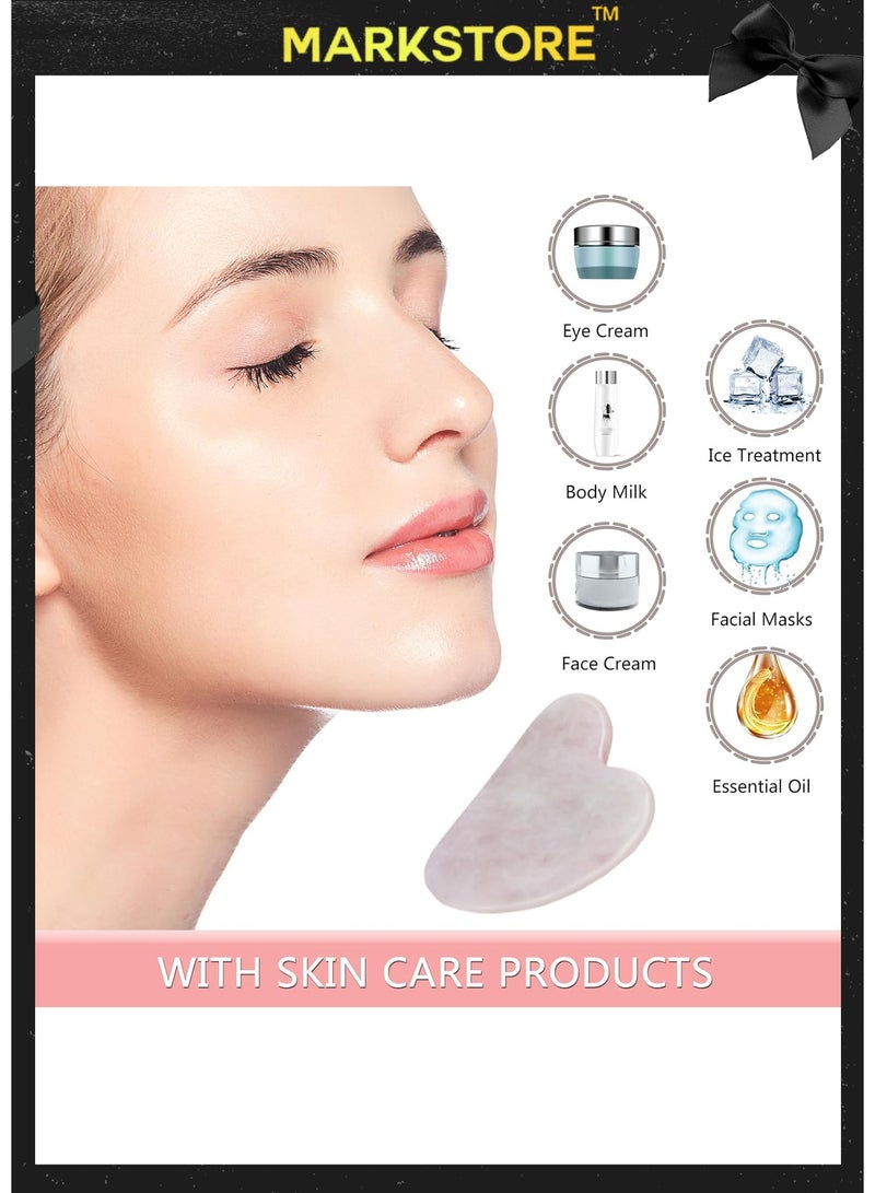 MARK STORE Jade Stone Gua Sha Facial Tools, 100% Natural Rose Quartz Gua Sha Stone, Guasha Tool Face for Jawline Sculpting and Puffiness Reducing, Gua Sha Massage Tool, Skin Care Gift  with beautiful box pack  - Image 5