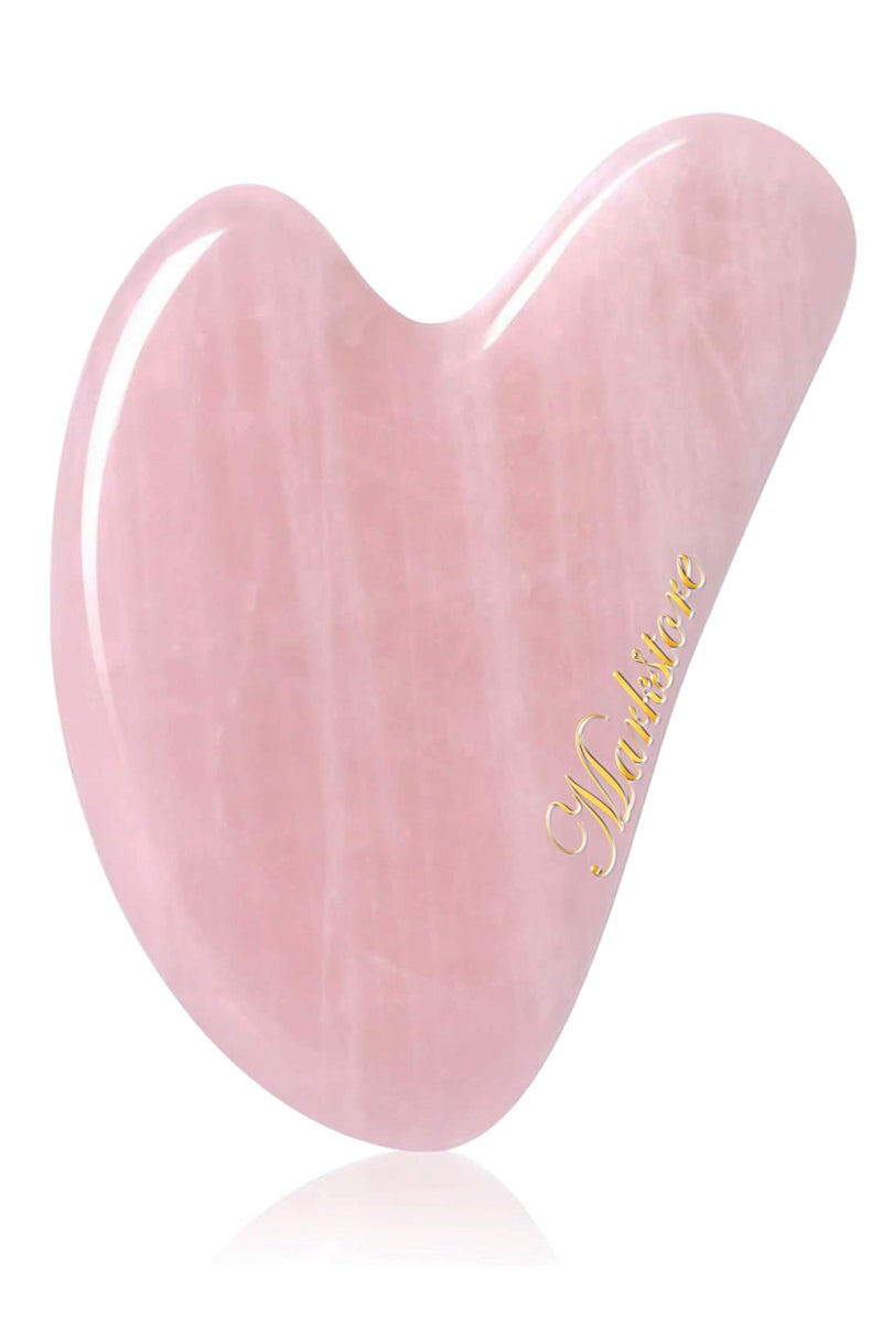 MARK STORE Jade Stone Gua Sha Facial Tools, 100% Natural Rose Quartz Gua Sha Stone, Guasha Tool Face for Jawline Sculpting and Puffiness Reducing, Gua Sha Massage Tool, Skin Care Gift  with beautiful box pack  - Image 1