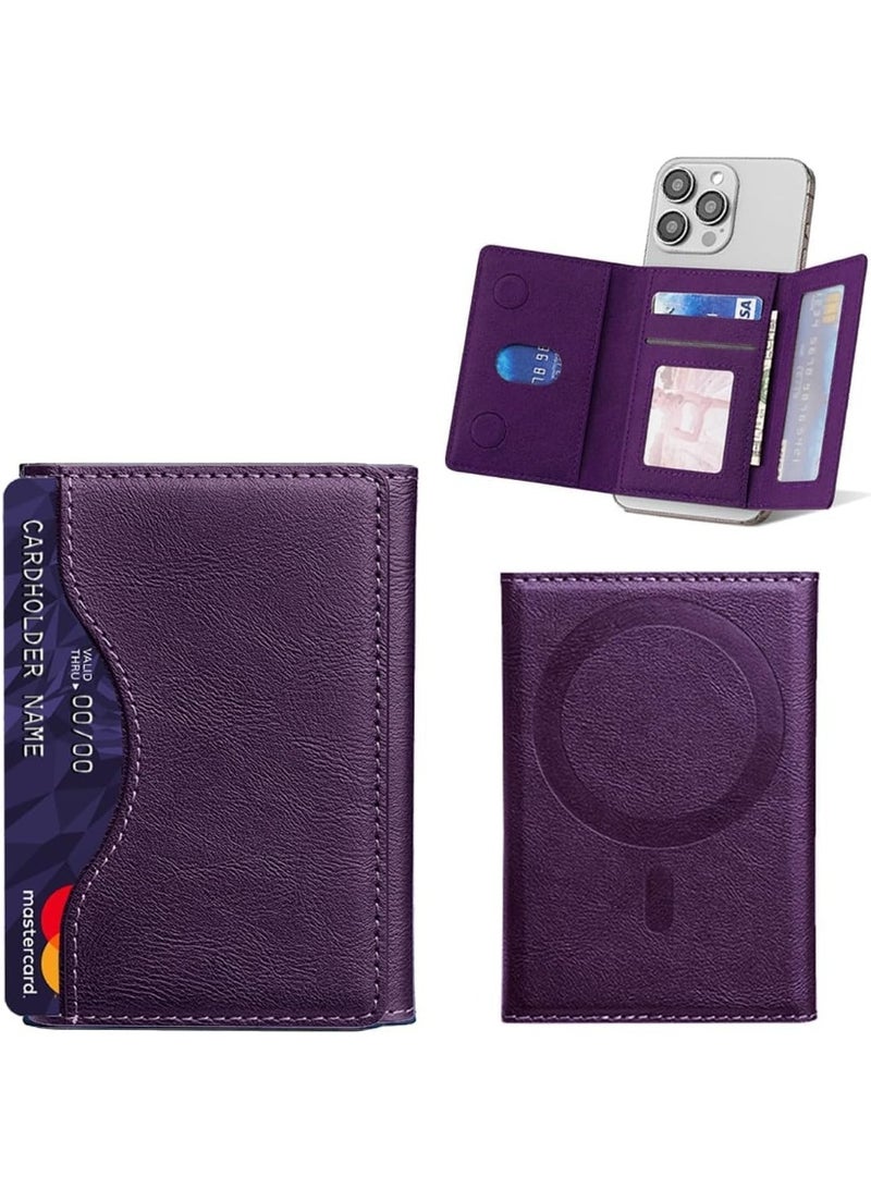 X-level Magnetic Leather Wallet Stylish Trifold Compatible with iPhone 11 12 13 14 15 16, Luxury Design, Slim Stylish Leather Case Easy to Carry.(Violet)