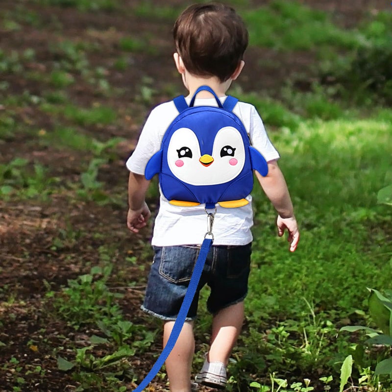 Accmor Toddler Harness Backpack Leash, Cute Penguin Kid Backpacks with Anti Lost Wrist Link, Mini Child Backpack Harness Leashes Walking Wristband Rope Travel Bag Harness Rein for Baby Girls (Blue) - Image 5