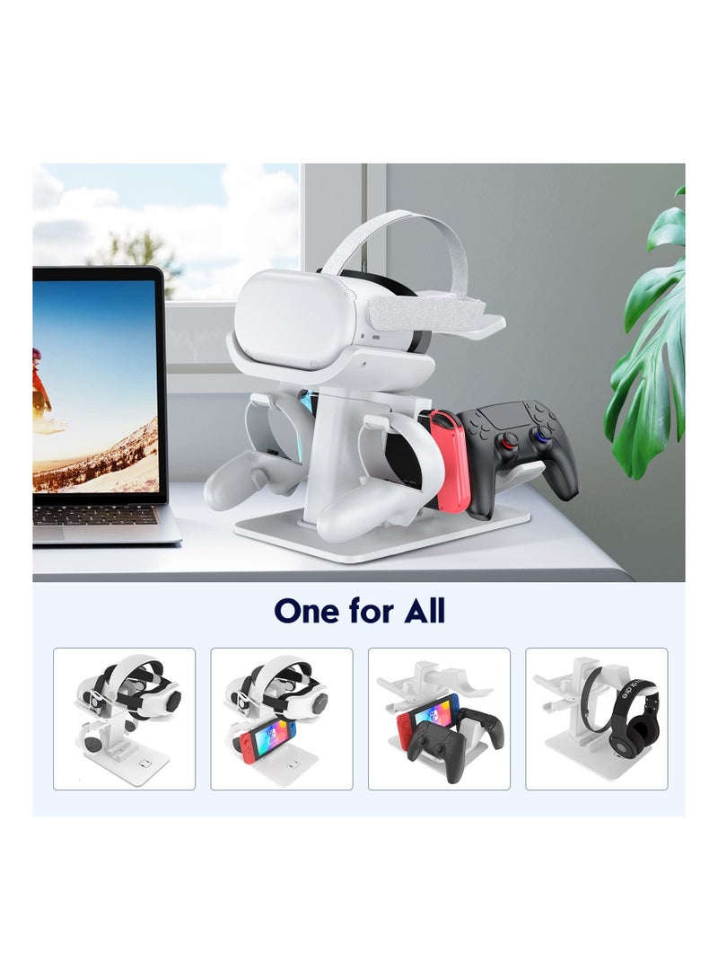 Y&D SYOSI Design VR Stand, Multifunction Headset Stand for Display Holder and Controller Mount Station Oculus Quest/Quest 2/Rift Switch Touch Controllers (White)  - Image 2