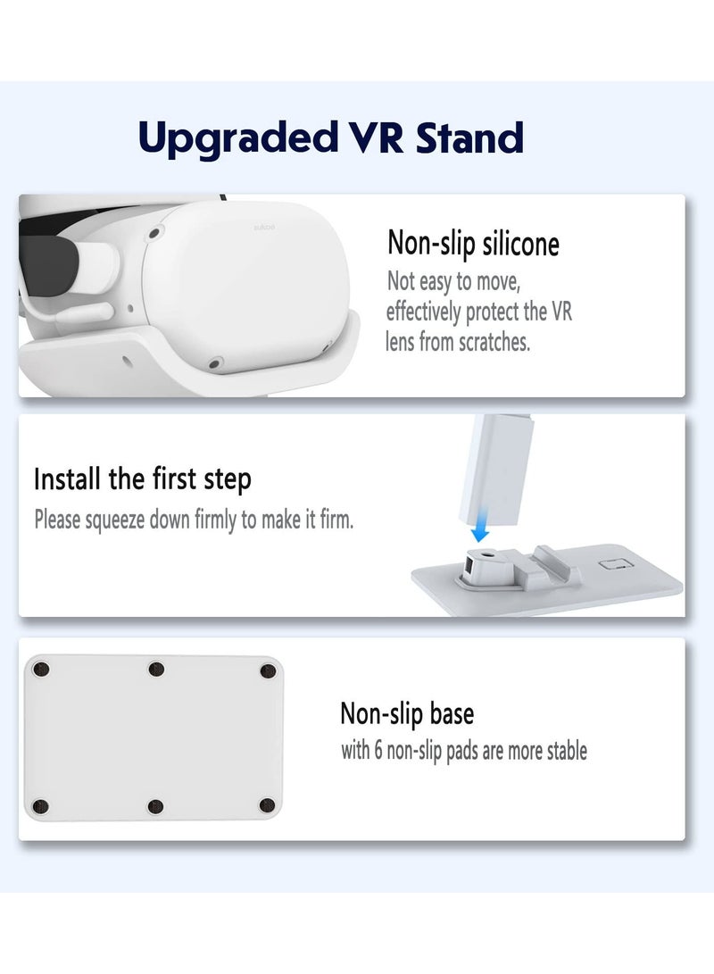 Y&D SYOSI Design VR Stand, Multifunction Headset Stand for Display Holder and Controller Mount Station Oculus Quest/Quest 2/Rift Switch Touch Controllers (White)  - Image 3
