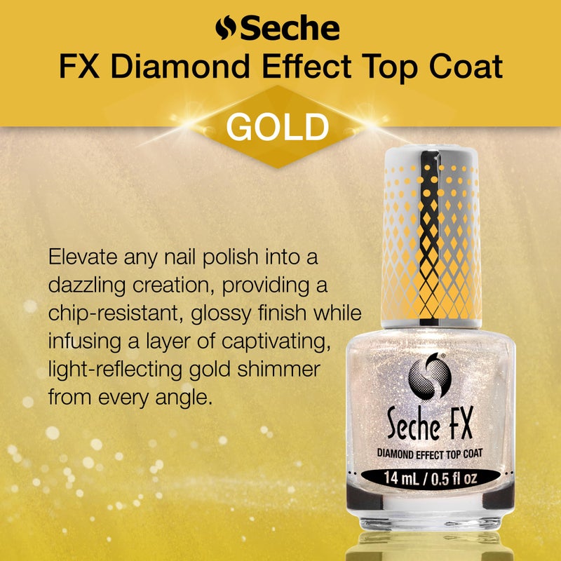 Seche FX Diamond Effect Dry Fast Top Coat â€“ Gold Glitter Finish, Instant Gel Effect Top Coat, Long Lasting Glossy Nail Polish â€“ 0.5 oz - Image 3