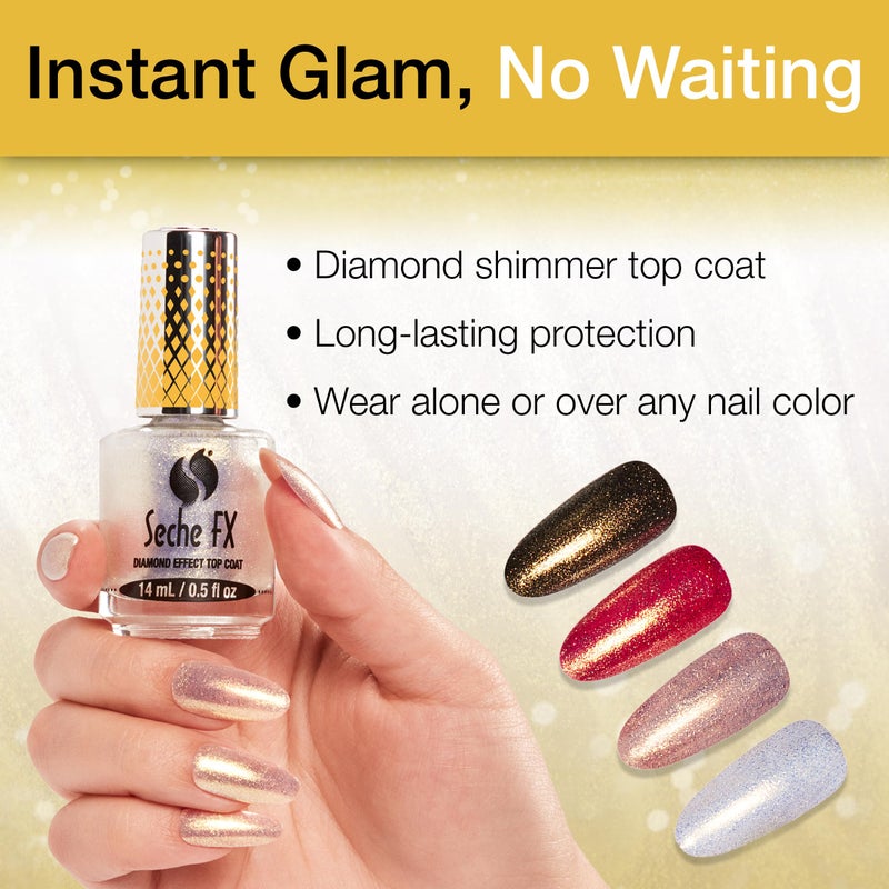 Seche FX Diamond Effect Dry Fast Top Coat â€“ Gold Glitter Finish, Instant Gel Effect Top Coat, Long Lasting Glossy Nail Polish â€“ 0.5 oz - Image 4