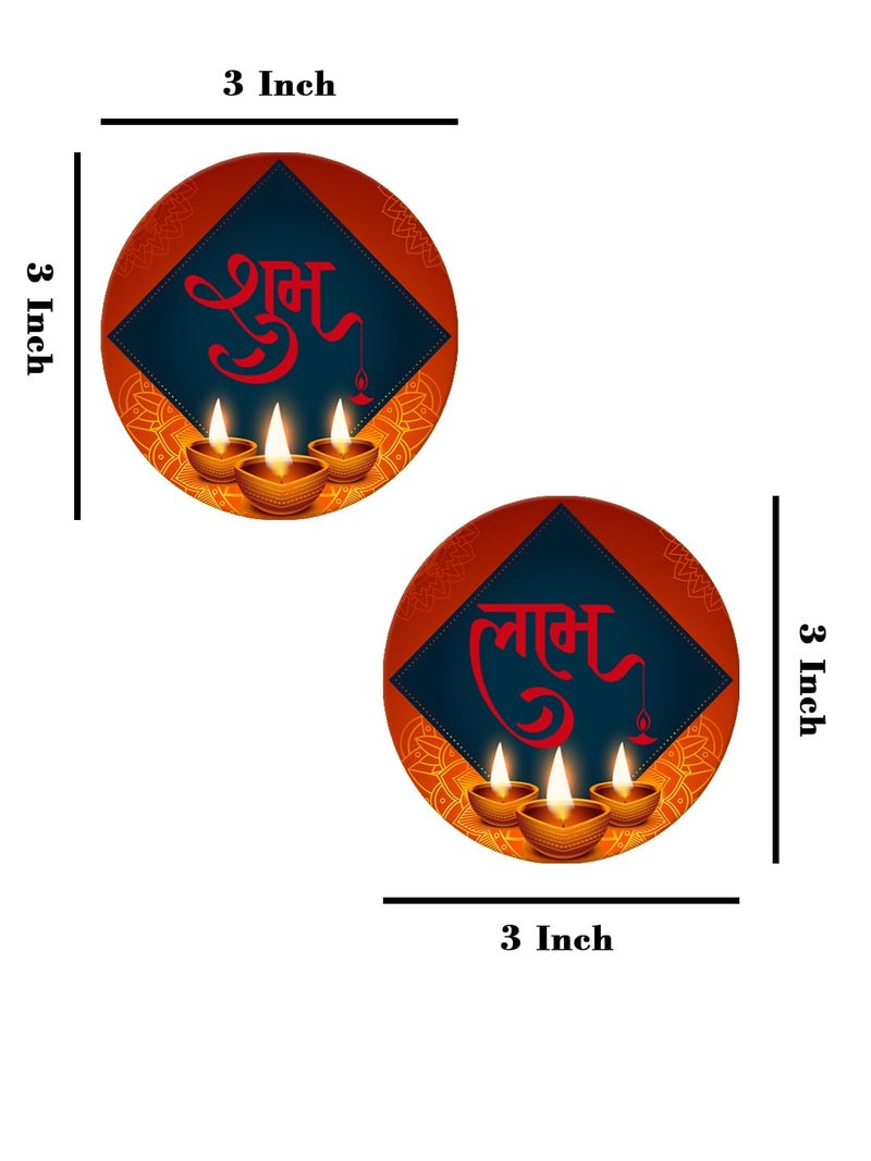 999Store Round Shape shubh labh with Dipak Art for Diwali puja and Door Entrance subh labh for Diwali(SLP025) - Image 5