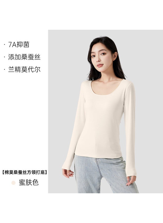 26 Spring Modal Square Neck Base Layer Women's Thin Thermal Undershirt High Elastic Comfortable Long Sleeve T-shirt For Women