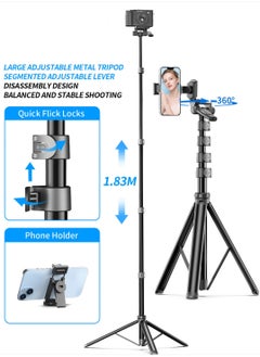Generic 72.4 inch Handle Detachable Design Balanced and stable shooting multifunctional expansion of the metal tripod selfie stick  - Image 1