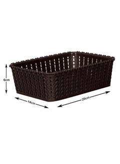 Kuber Industries Kuber Industries Multipurposes Small M 15 Plastic Rectangular Basket/Organizer|Side Handles & Wovan Design|Size 20 X 14 X 6|Pack Of 1 (Brown) - 46Km0110  - Image 3