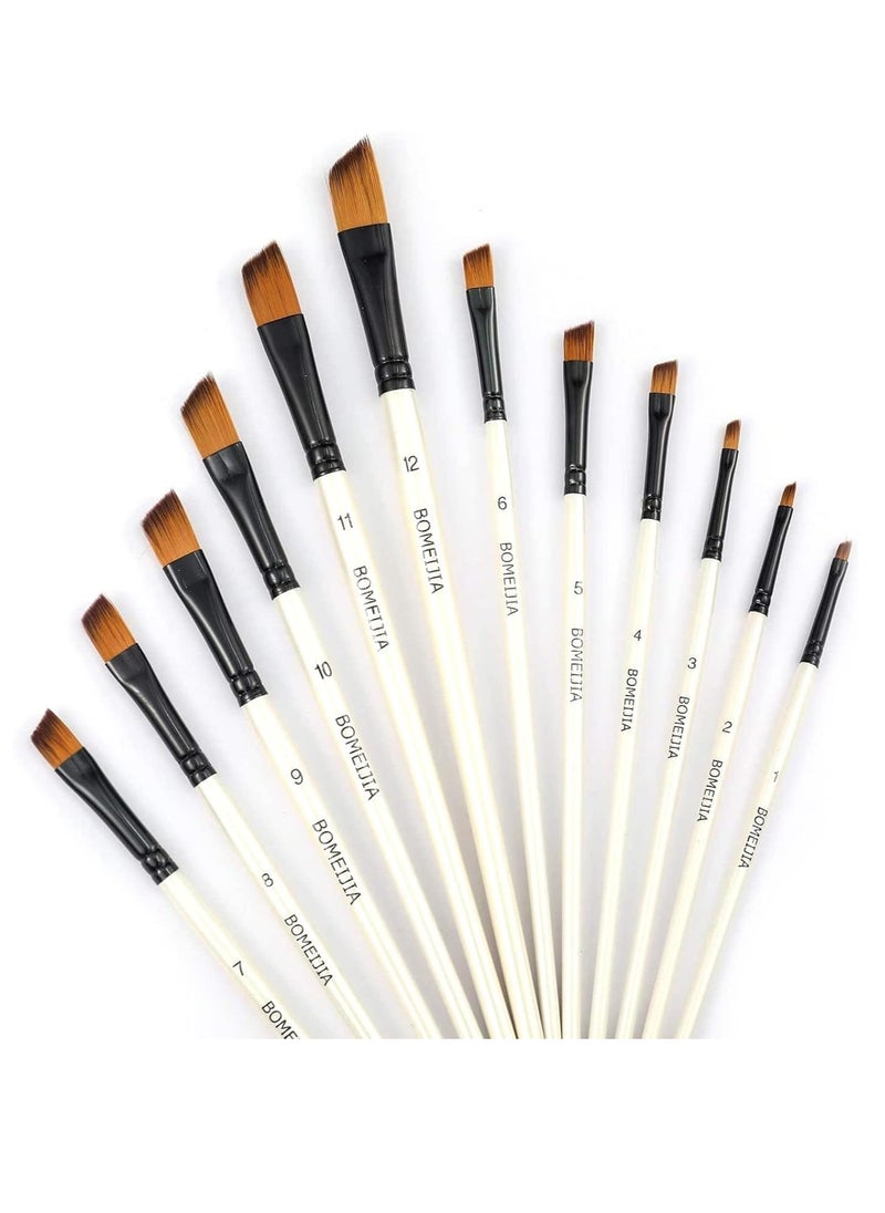 Keep Smiling Keep Smiling Nylon Hair Angled brushes set of 12 brushes of different sizes - No:A6075X  - Image 1