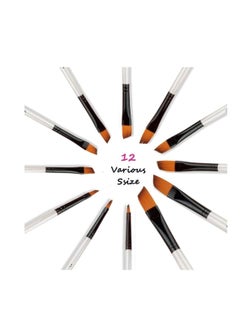 Keep Smiling Keep Smiling Nylon Hair Angled brushes set of 12 brushes of different sizes - No:A6075X  - Image 3