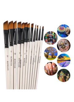 Keep Smiling Keep Smiling Nylon Hair Angled brushes set of 12 brushes of different sizes - No:A6075X  - Image 4