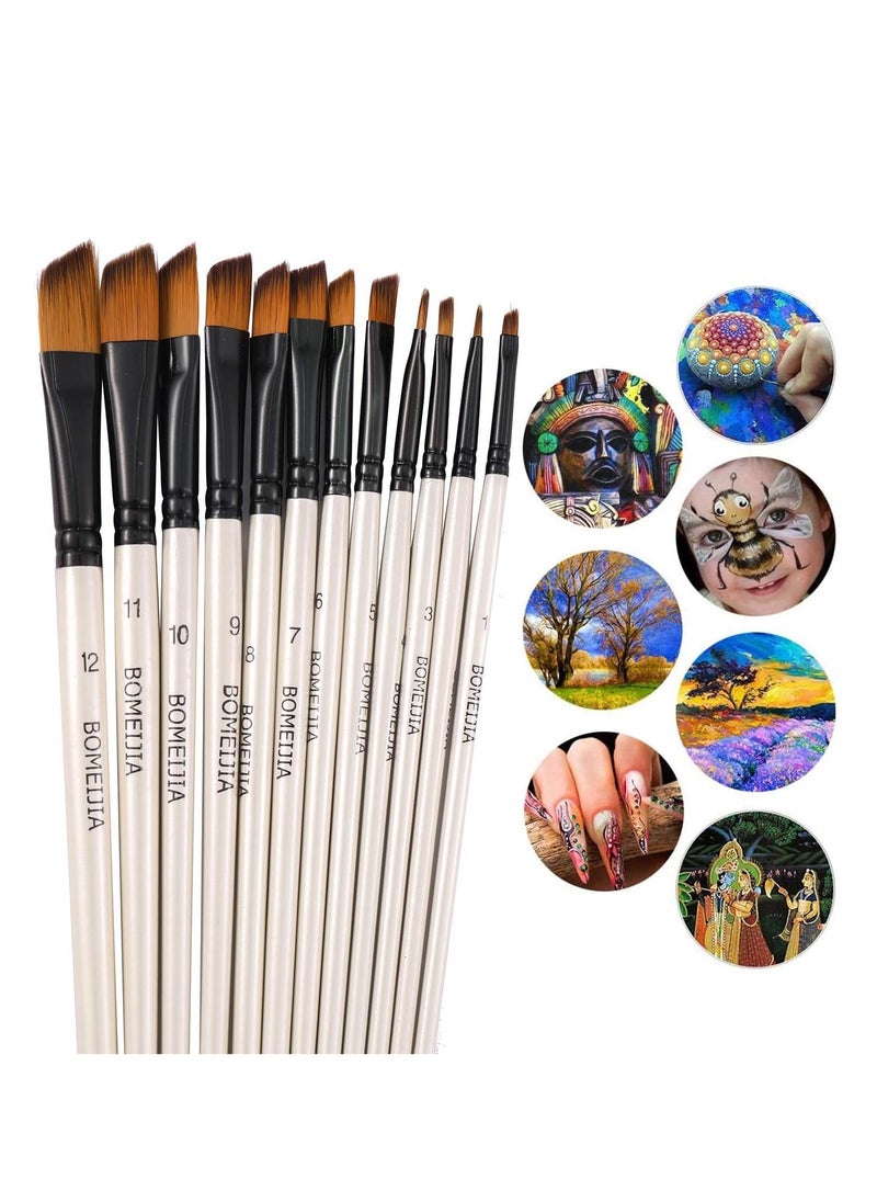 Keep Smiling Keep Smiling Nylon Hair Angled brushes set of 12 brushes of different sizes - No:A6075X  - Image 4