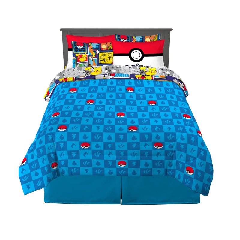 Franco Pokemon Bedding Super Soft Comforter and Sheet Set with Sham 7 Piece Queen Size Official Licensed Product