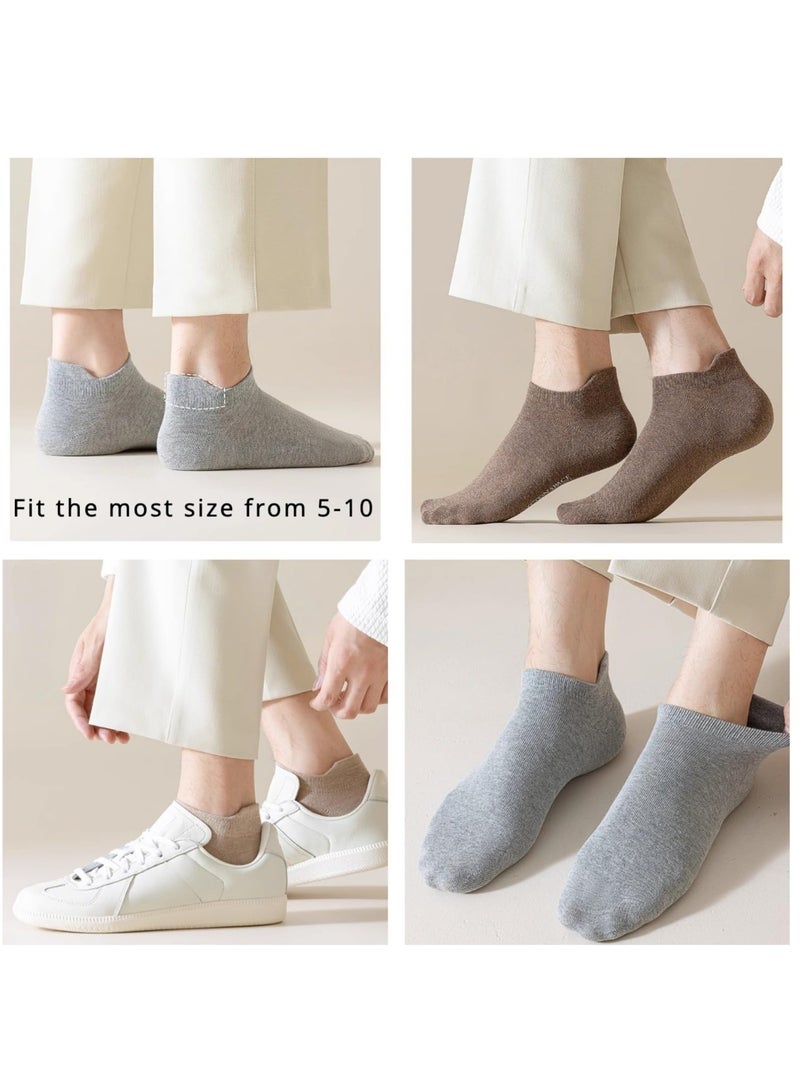 KASTWAVE Crew Socks, 6 Pairs Men's Athletic Ankle Socks for Men 5-10 Low Cut Non Slip Solid Heel Tab Cotton Socks, Breathable Casual Wicking Summer Anti-blister (Size: 35-44) - Image 5